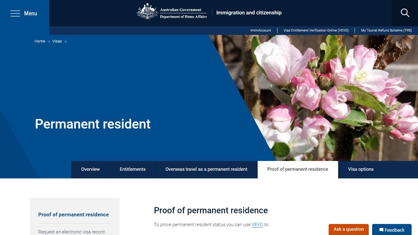 Proof of permanent residency - Home Affairs